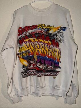 Doug Herbert Snap-On Racing White Crewneck Sweatshirt with Multicolor Graphic